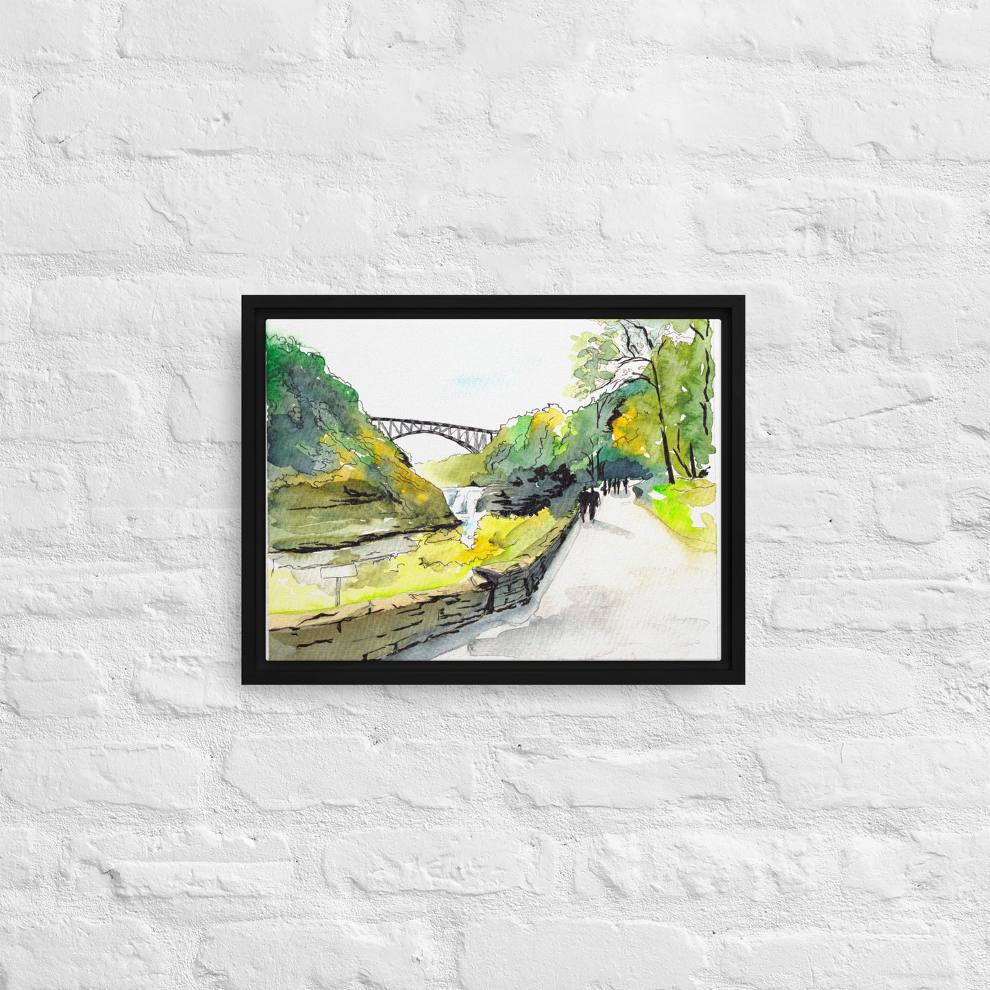 Letchworth State Park Upper Falls Framed Canvas Fine Art Print