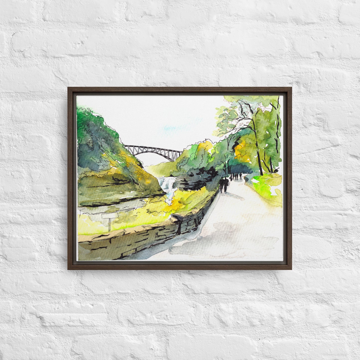 Letchworth State Park Upper Falls Framed Canvas Fine Art Print