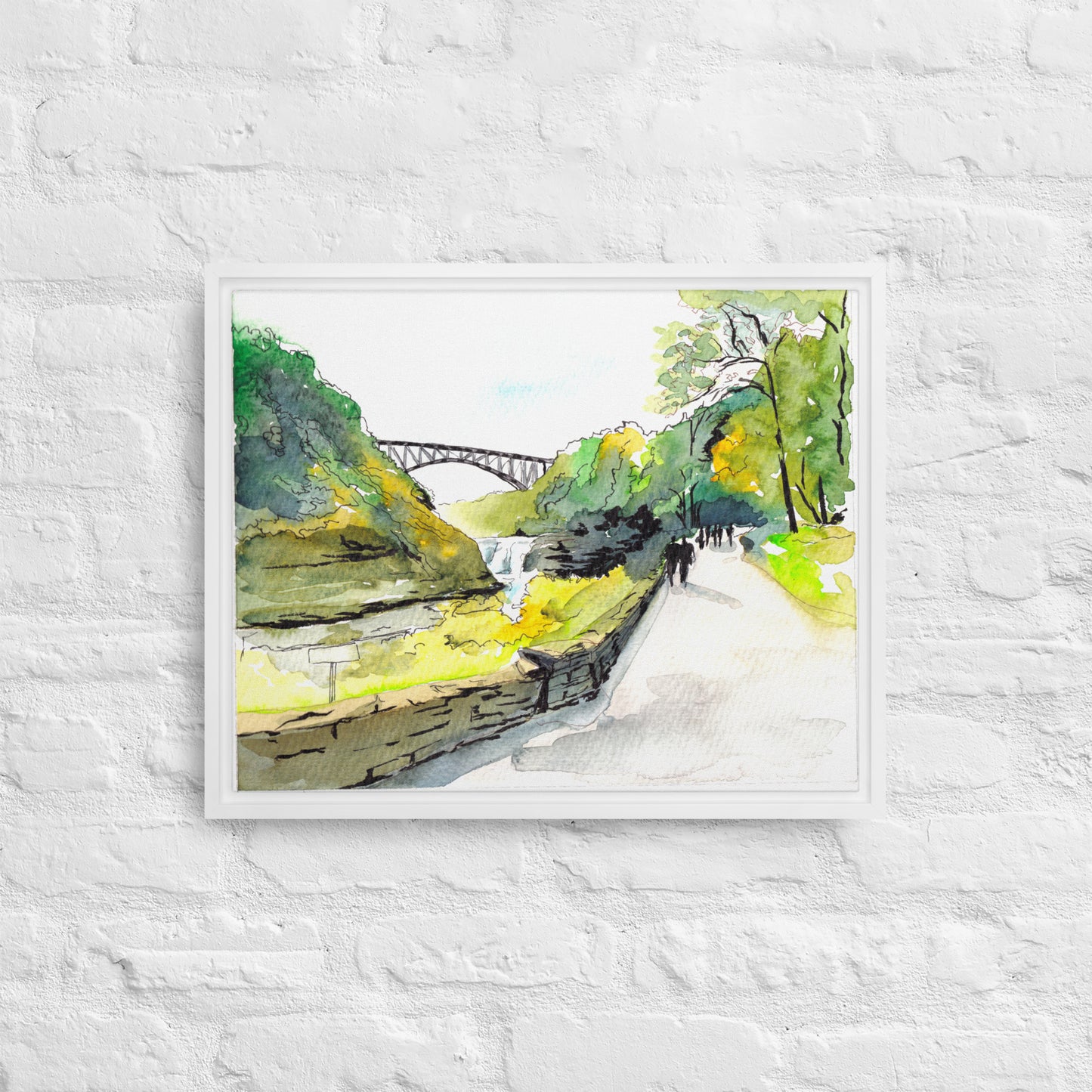 Letchworth State Park Upper Falls Framed Canvas Fine Art Print